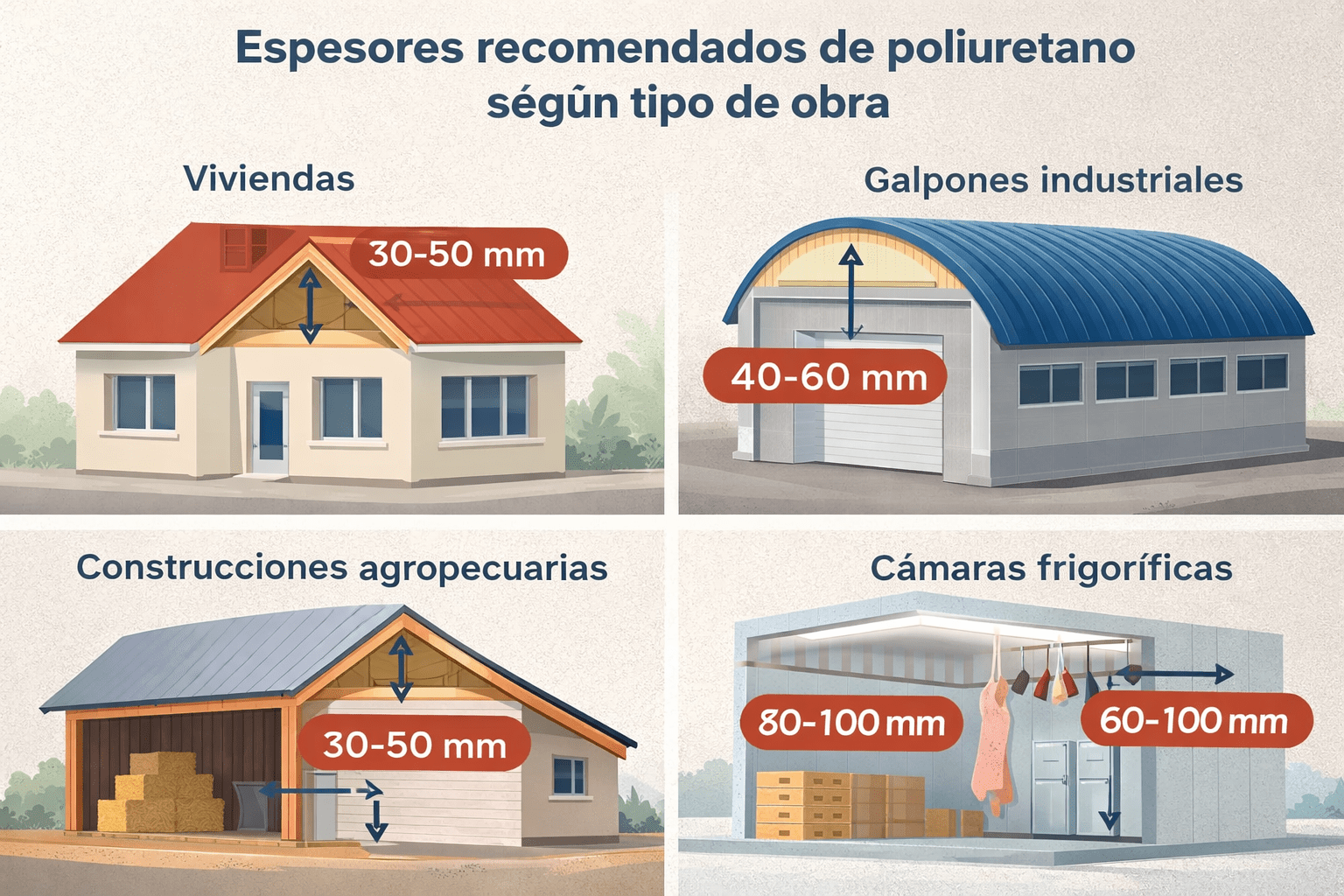 diferente tipos de espesores para obras